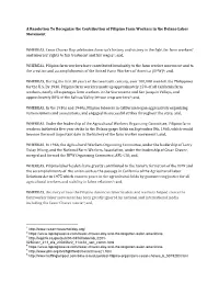 A Resolution to Recognize the Contribution of Pilipino Farm Workers in the Delano Labor Movement