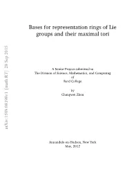 Bases for Representation Rings of Lie Groups and Their Maximal Tori