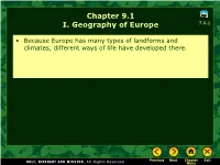Chapter 9.1 I. Geography of Europe 7.6.1