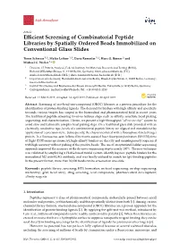 Efficient Screening of Combinatorial Peptide Libraries by Spatially