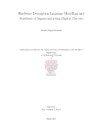 Hardware Description Language Modelling and Synthesis of Superconducting Digital Circuits