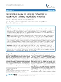 Integrating Many Co-Splicing Networks to Reconstruct Splicing Regulatory Modules