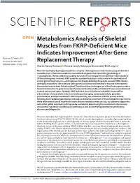 Metabolomics Analysis of Skeletal Muscles from FKRP-Deficient Mice