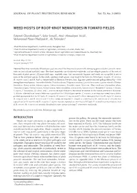 Weed Hosts of Root-Knot Nematodes in Tomato Fields