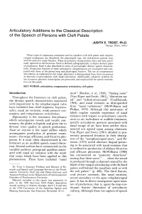 Articulatory Additions to the Classical Description of the Speech of Persons with Cleft Palate