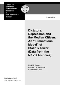 “Eliminations Model” of Stalin's Terror (Data from the NKVD Archives)