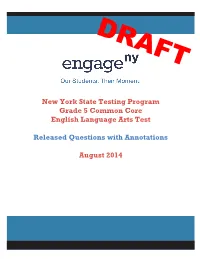 Grade 5 ELA Annotated 2014 State Test Questions