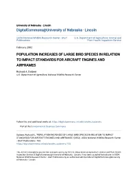 Population Increases of Large Bird Species in Relation to Impact Standards for Aircraft Engines and Airframes