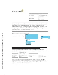 Study Protocol Drug Substance Ceftazidime-Avibactam Study Code D4280C00015 Edition Number 2 Date 07 March 2017 Approximately 70 Study Centres Are Planned
