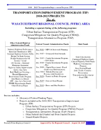 2018-2023 TIP Project Table Listing