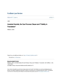 Assisted Suicide, the Due Process Clause and "Fidelity in Translation"