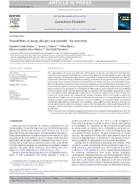 Possibilities of Using Silicate Rock Powder: an Overview