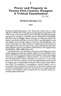 Power and Property in Twenty-First Century Foragers A