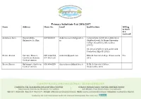 Primary Substitute List 2016/2017 Name Address Phone No