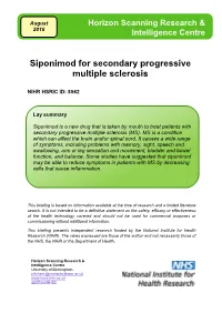 Siponimod for Secondary Progressive Multiple Sclerosis