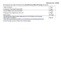 Solicitation No. 11A3245 the Following Is the Table of Contents for the Small Business Minor B Package Documents
