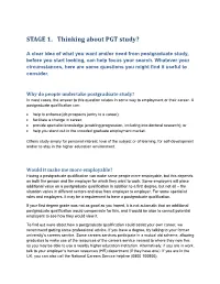 STAGE 1. Thinking About PGT Study?