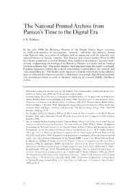 The National Printed Archive from Panizzi's Time