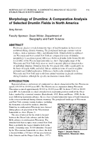 A Comparative Analysis of Selected Drumlin Fields in North America