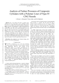 Analysis of Failure Pressures of Composite Cylinders with a Polymer Liner of Type IV CNG Vessels A