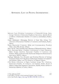 Appendix: List of People Interviewed