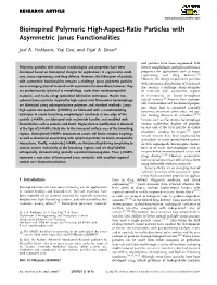 Bioinspired Polymeric High‐Aspect‐Ratio Particles with Asymmetric Janus Functionalities