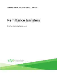 CFPB: Remittance Transfers Small Entity Compliance Guide