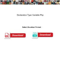 Declaration Type Variable Php