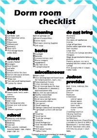 Dorm Room Checklist