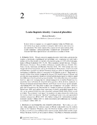Lemko Linguistic Identity: Contested Pluralities Michael Hornsby Adam Mickiewicz University in Pozna´N