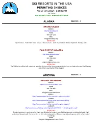Ski Resorts in the Usa Permiting Skibikes As of 3/15/2021 3:31:16Pm by State but Always Call Ahead and Check