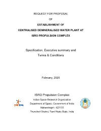 Specification, Executive Summary and Terms & Conditions ISRO