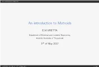An Introduction to Matroids