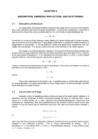 Chapter 3 Absorption, Emission, Reflection, And