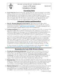Liturgical Notes for Lent, Holy Week, and Easter