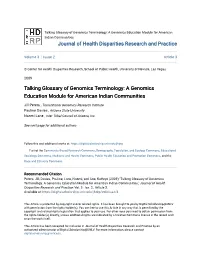 Talking Glossary of Genomics Terminology: a Genomics Education Module for American Indian Communities Journal of Health Disparities Research and Practice