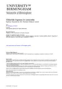 Chloride Ingress in Concrete: Elgalhud, Abdurrahman; Dhir, Ravindra; Ghataora, Gurmel