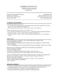 CURRICULUM VITAE Brian Patrick Keane October 2020
