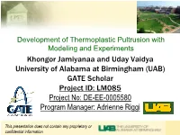 Development of Thermoplastic Pultrusion with Modeling And
