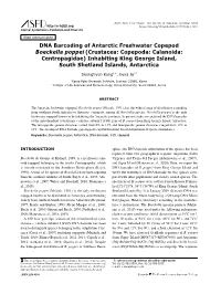 DNA Barcoding of Antarctic Freshwater Copepod