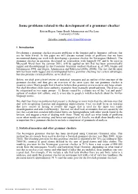 Some Problems Related to the Development of a Grammar Checker