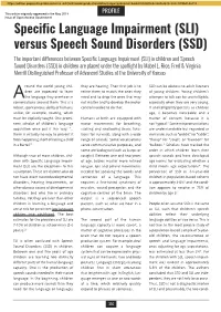 Specific Language Impairment (SLI) Versus Speech Sound Disorders