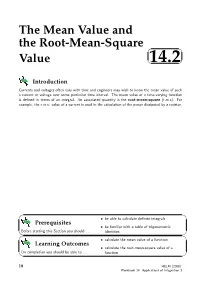 The Mean Value and the Root-Mean-Square Value 14.2   