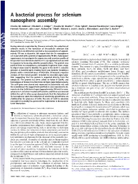 A Bacterial Process for Selenium Nanosphere Assembly