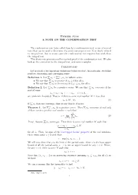 Also Called Cauchy's Condensation Test