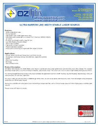 DTS0125 OZ Optics Reserves the Right to Change Any Specifications Without Prior Notice