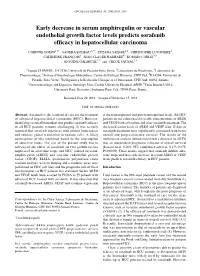 Early Decrease in Serum Amphiregulin Or Vascular Endothelial Growth Factor Levels Predicts Sorafenib Efficacy in Hepatocellular Carcinoma