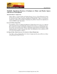 Identifying Practices of Inclusion in Maker and Hacker Spaces with Diverse Participation