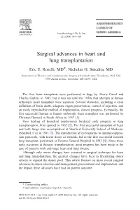 Surgical Advances in Heart and Lung Transplantation