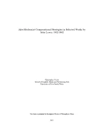 Afro-Modernist Compositional Strategies in Selected Works by John Lewis: 1952-1962